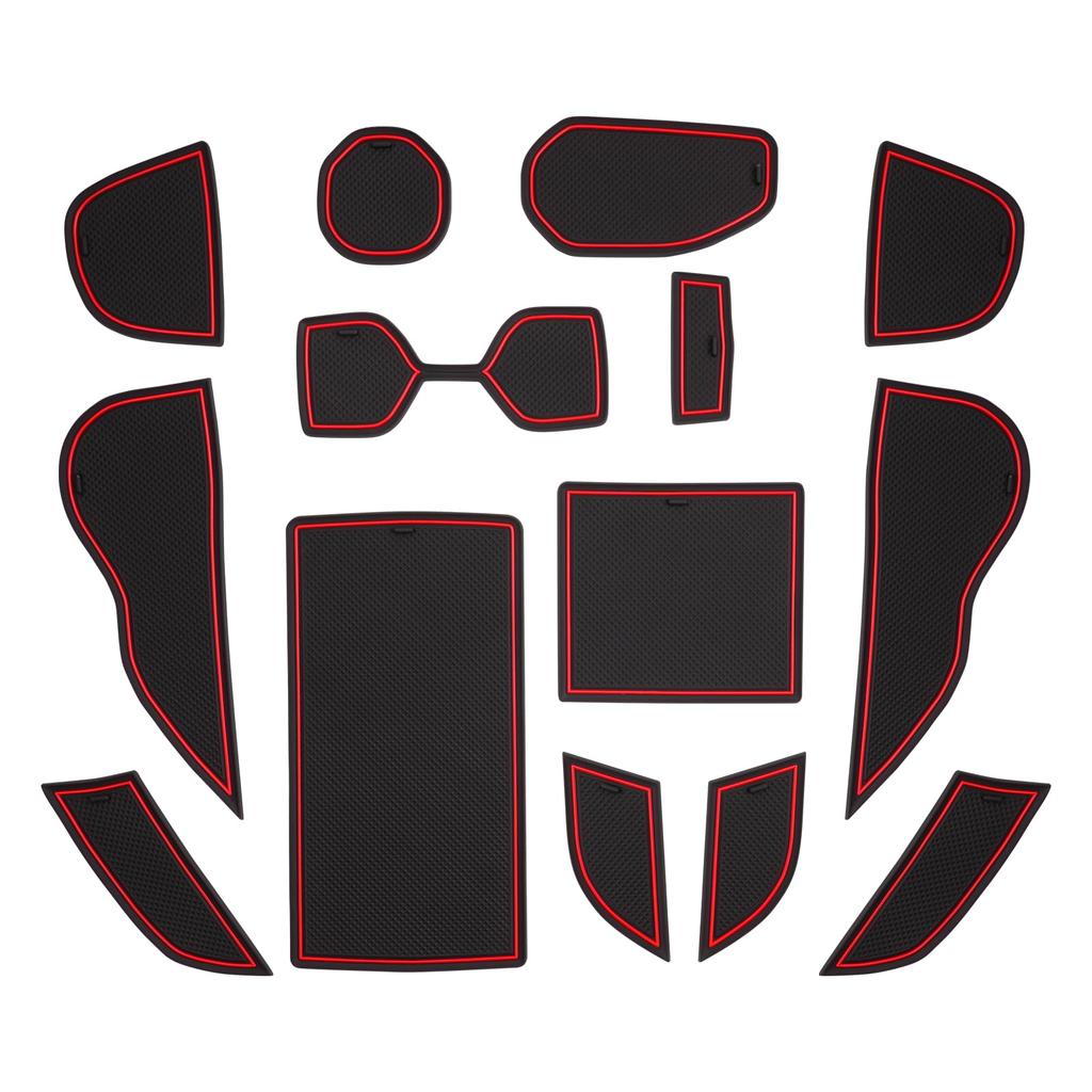 SXCY Satz Gummifußmatten für den neuen Toyota Crown mit Türfächern und Geräuschdämmung. Auch geeignet als Innenraum und 14-teiliges Sport, Rot, Rutschfest