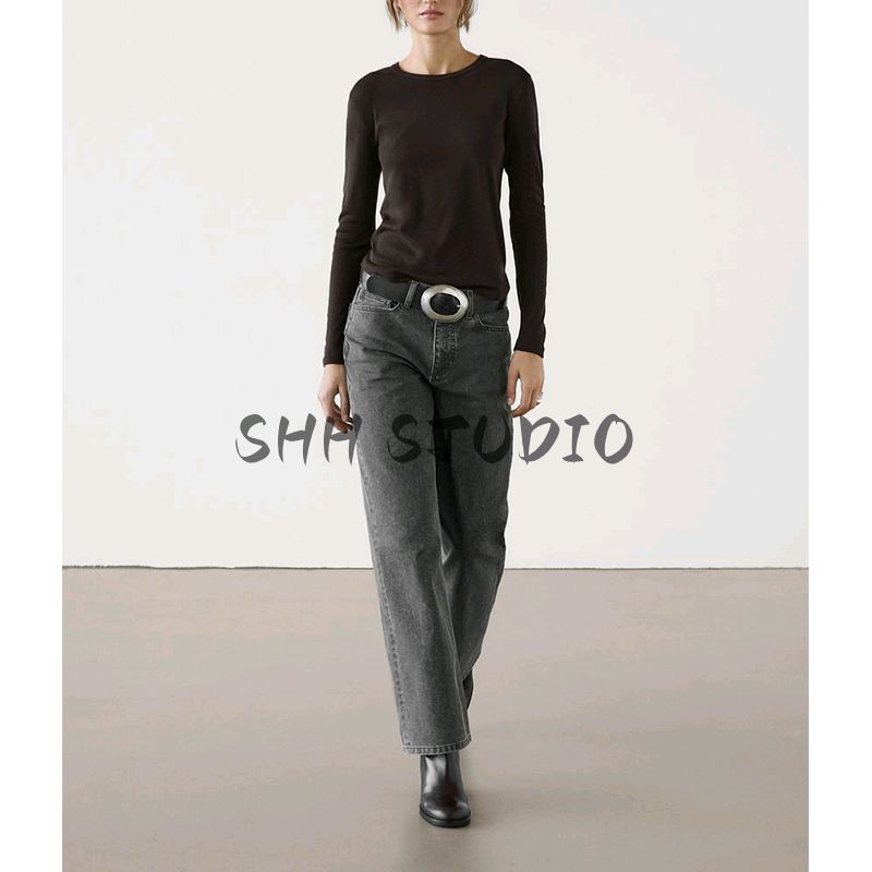 MD Spring New Women's Clothing Basic Style Inner Slim Fit Comfortable Cotton round Neck Long Sleeves T-shirt 6854803