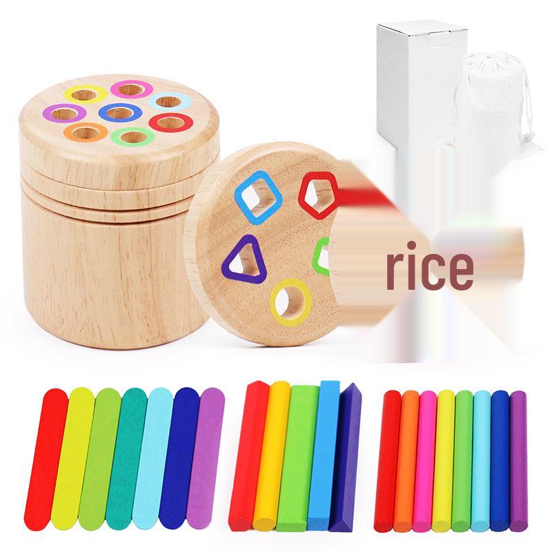 Drewniany cylinder Montessori do sortowania kształtów - Zabawka do rozpoznawania kolorów dla małych dzieci