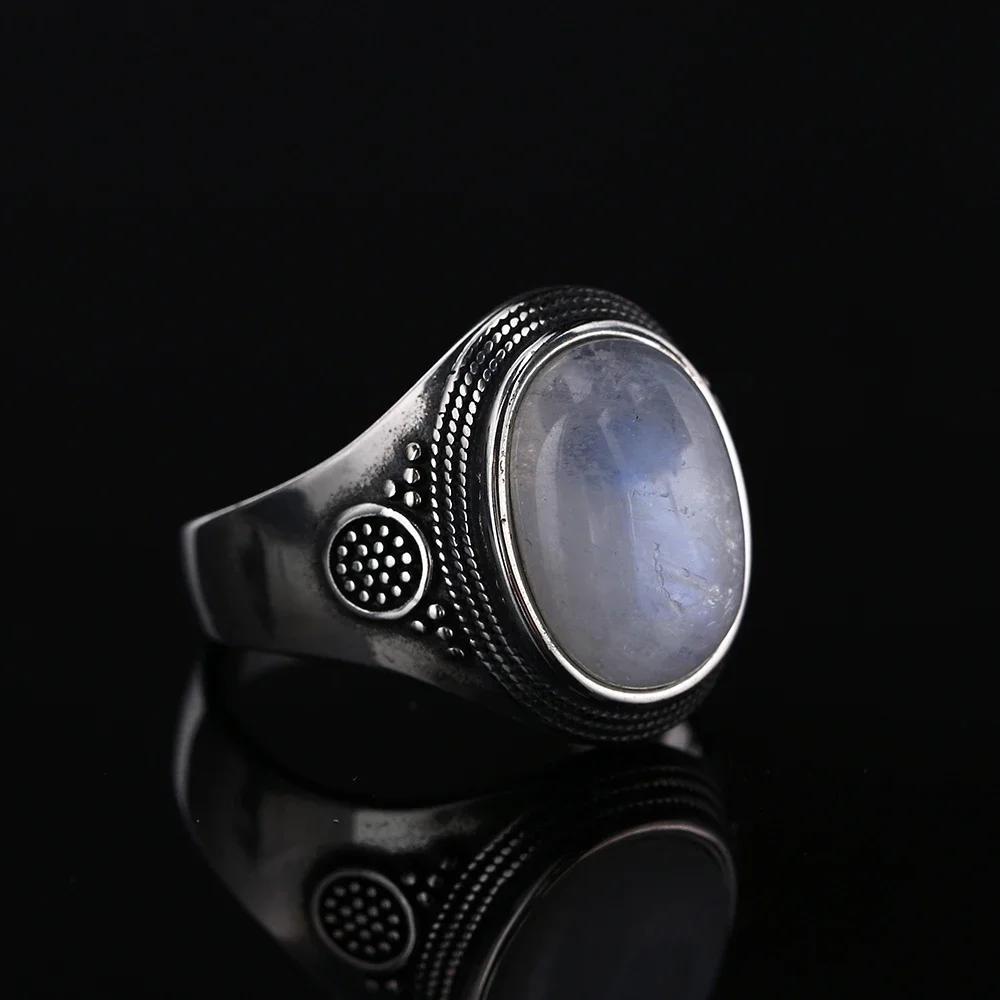 Anello Naturale Rodocrosite Pietra di Luna Donna Gioielli Placcati Rame 10x14MM Occhio di Tigre Grande Lapislazzuli Anello Retro da Festa Regalo