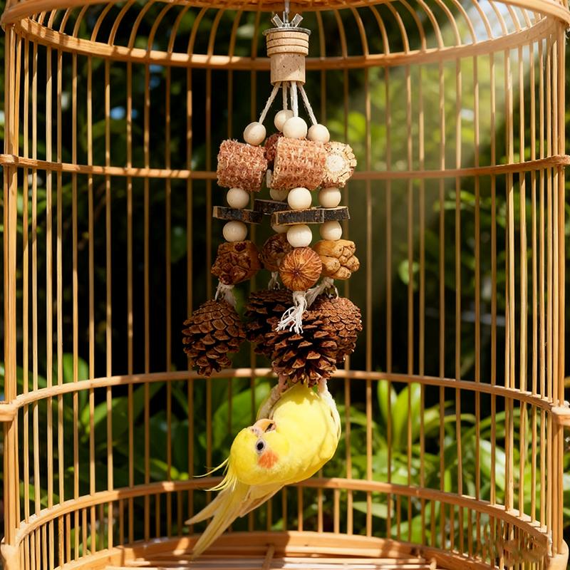 Natural Bird Chew Toy Cotton Rope Pinecone Parrot Toy Bite Resistant Birds Tearing Toy Cockatiels Training Cage Toys Accessries