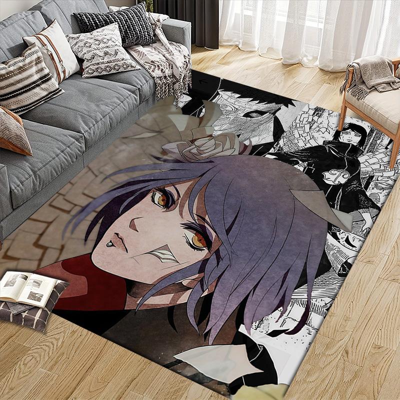 Konan Akatsuki Robe Flannel Pattern Square Carpet,Area Rug,Carpet Rug for Living Room Bedroom Sofa Playroom Decor,Non-slip Floor Mat