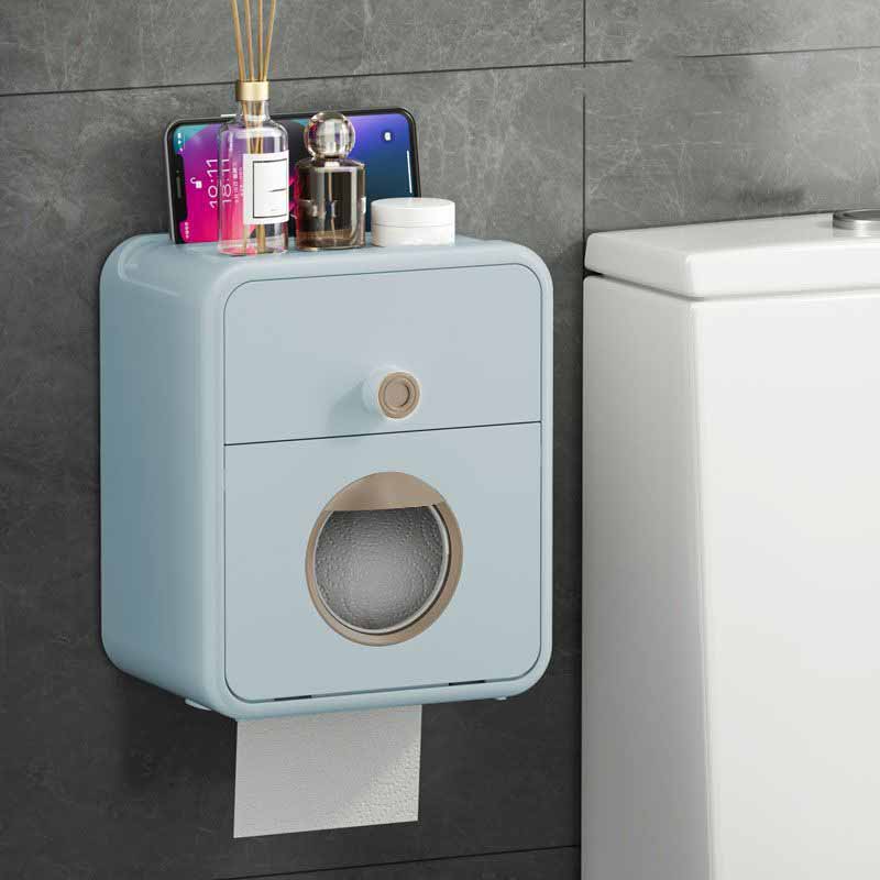 

Коробка для туалетной бумаги, настенное водонепроницаемое отверстие, свободное извлечение бумаги, унитаз для размещения полки для рулона туалетной бумаги синий