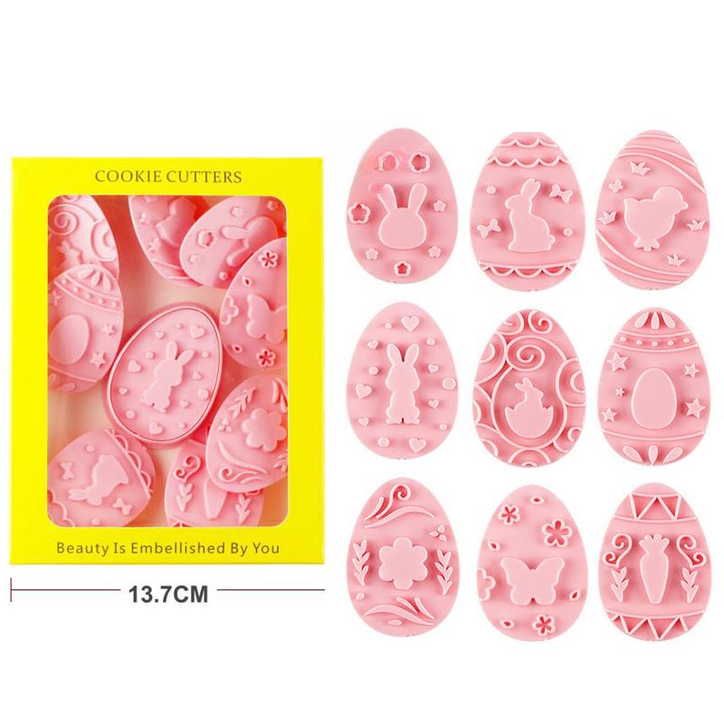 

8/9 Easter jar sauce cartoon rabbit biscuit molds, plastic 3D biscuit cutting machine, kitchen baking pastry biscuit stamp tool