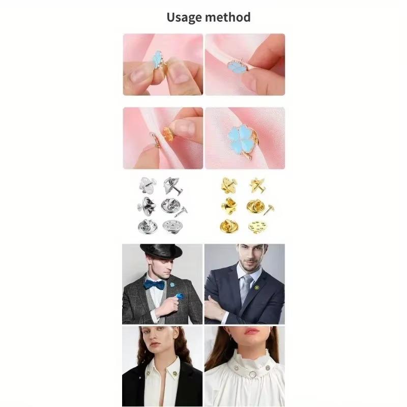 50pcs Copper Badge Butterfly Cap Buckle Needle Card Cap Brooch Clutch Tie Pin Cuff Pin DIY Jewelry Pin