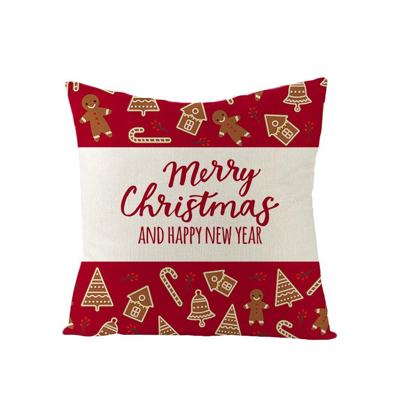 New Christmas Pillow Cover Printed Decorative Cushion Cover Home Sofa Cushion Linen Sofa Back