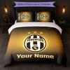 Juventus FC Custom Name Text Bedding Set 1 Duvet Cover+2 Pillowcases Soccer Logo Personalized Gift For Special Occasion Bedroom Decor