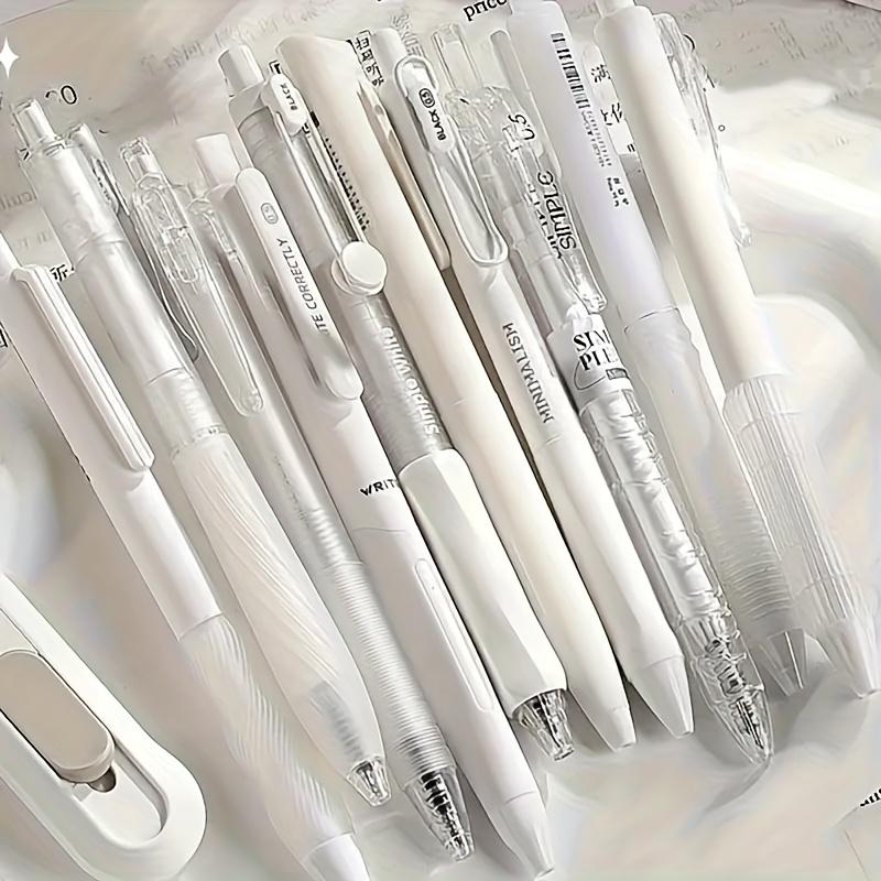 5pcs Ergonomic Retractable Ballpoint Pens | Smooth Writing Experience, Fast-Dry Ink, Medium Tip, Stylish Neutral Design for School & Office Use