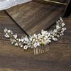 Gold Silver Wedding Pearl Rhinestone Hairbands Tiara Headpiece Flower Hair Comb Shiny Flower Clip