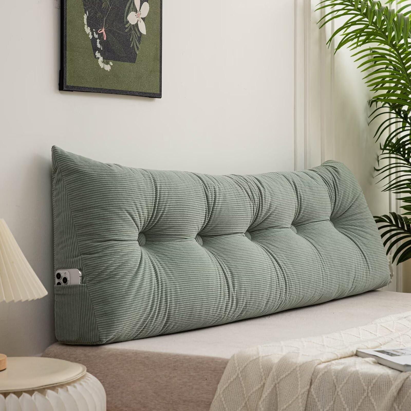 

Двухъярусная подушка для общежития, клиновидная подушка для чтения, изголовье, плюшевая спинка, прикроватная подушка для отдыха, диван-кровать, двухъярусная кровать, подушки для общежития XS зелёный