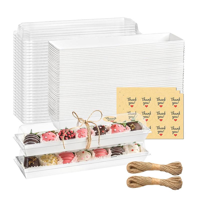 10/12/20/25/50pcs Cookie Boxes Party Supplies Cardboard For Packaging Chocolate Strawberries 25x5.3x5cm