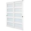 Sliding Closet Door, 1524mm (Double 787mm) x 2032 mm, 5-Lite Frosted Glass Bypass Sliding Doors with Hardware Kit, Solid Wood & MDF Slab with