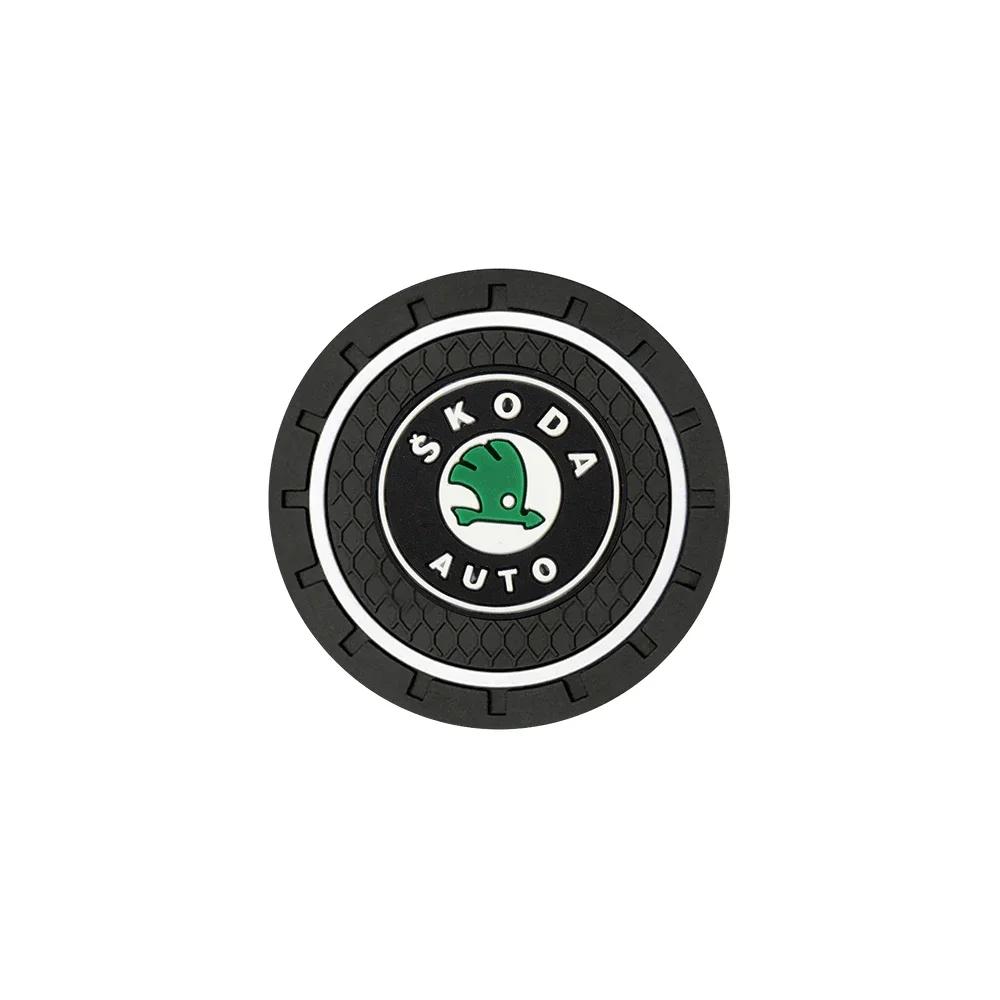 

Car Sticker 2025 Hot 1/2/4Pcs Car Coaster Water Cup Mat Non-Slip Pad Accessories For Skoda Rapid Scala Kodiaq Fabia Kamiq Karoq