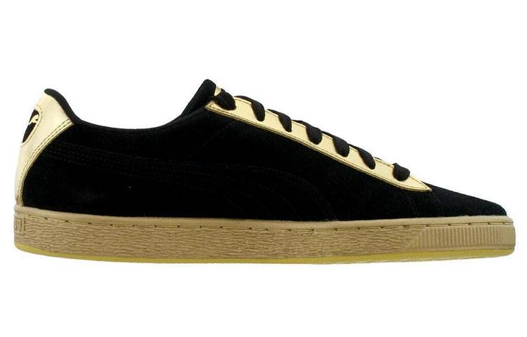 PUMA Suede Classic Metallic Leisure Board Shoes Black/Golden 367397-01