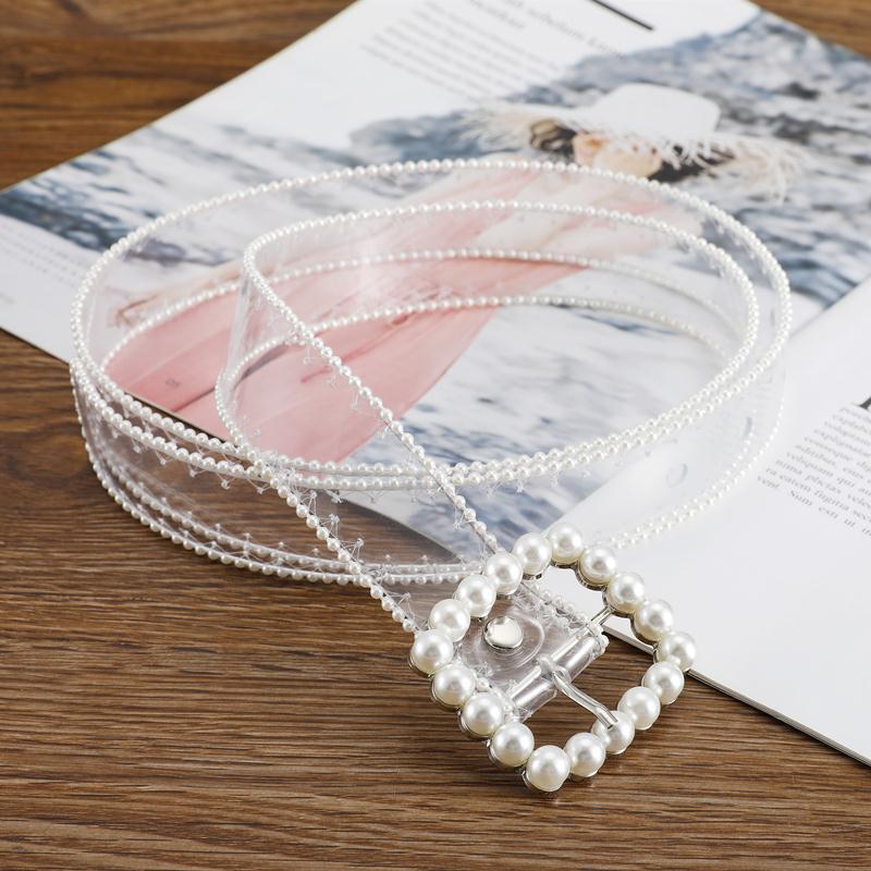 Pvc Decorative Elegant Waist Belt With Pearl Accents For Unique Fashion Statements