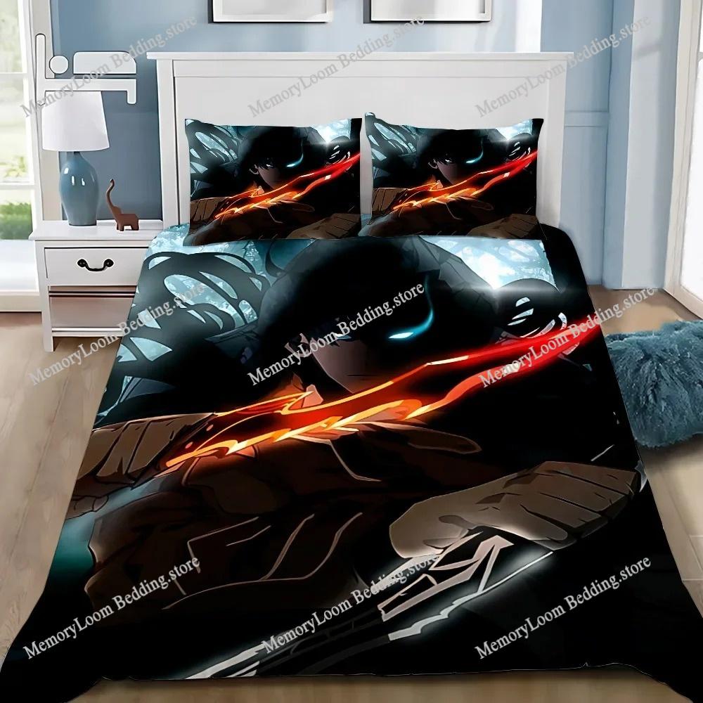 Anime Solo Leveling Duvet Cover Pillowcase Bedding Set Adult Boy Girl Bedroom Decoration Children Gift Single Double Large Size