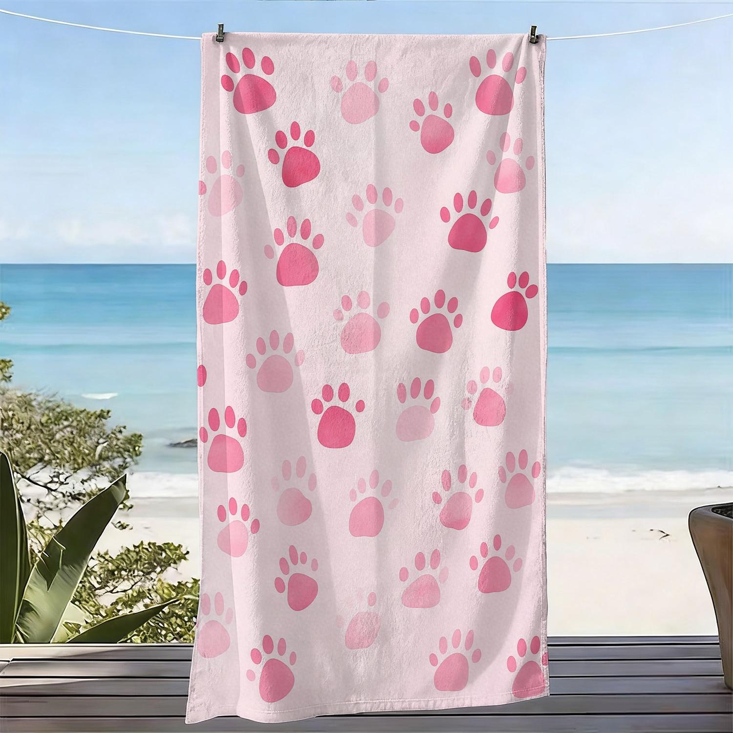 

Pink Cat Paw Print Beach Towel, Quick Dry Microfiber Super Absorbent Bath Sheet for Pool Travel Bath Cat Lovers Gift W30*H60(CM)