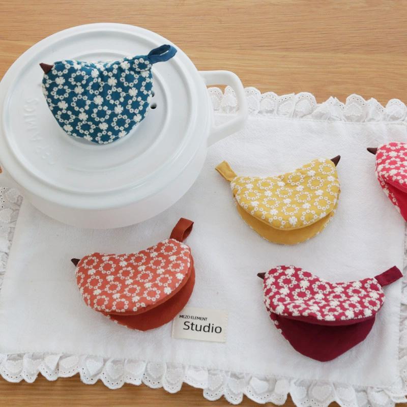 1Pc Embroidery Pattern Thermal Insulation Cotton Pot Clamp Creativity Heat-resistant Anti-scald Bird Pot Lid Cap Anti Scald Cover
