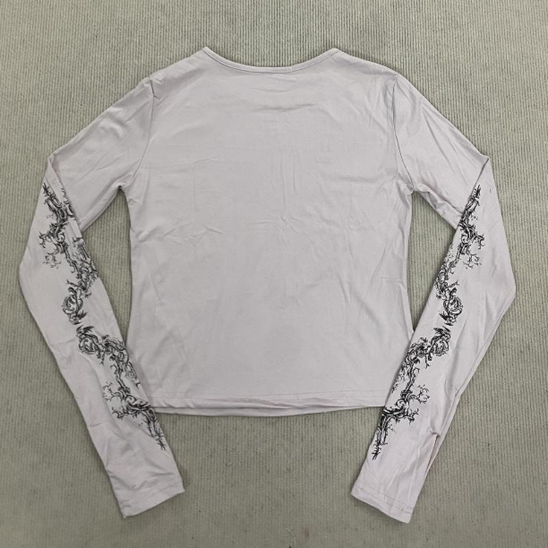 Y2K New dámské top tričko s dlouhým rukávem Gothic Dark Clothing