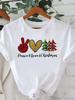 (Asian Size) star tree happy new year Tee merry Christmas festival O-neck Clothing Women's Top T Print Fashion ladies Graphic T-shirts