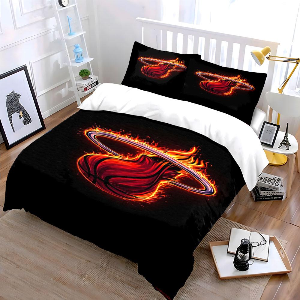 Fiery basketball logo pattern. Bedding sets Duvet cover sets Duvet covers Pillowcases(1*Duvet Cover 2*Pillowcases without duvet insert)