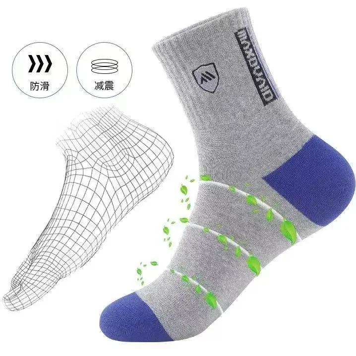 5 Pairs Solid Color Anti-Odor Breathable Sports Men Business Socks 100% Cotton Breathable Odor Proof Mid Length Stockings