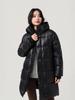 2025 Damen Schwarz Gold Kapuzen Daunenjacke: Mittellang, Dick, Warm, Outdoor