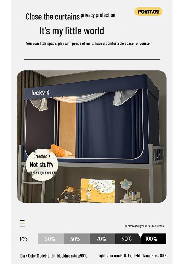 Wow Oh Dorm Blackout Bed Curtains with Mosquito Nets - Privacy & Insect Protection for Bunk Beds In College Dorms