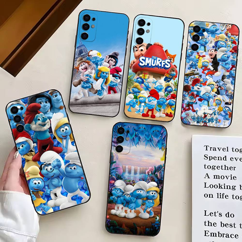 Cartoon T-The S-Smurfs-TS Anime Phone Case For Samsung S25,S24,S21,S22,S23,S30,Ultra,S20,Plus,Fe,Lite,Note,10,Black Cover