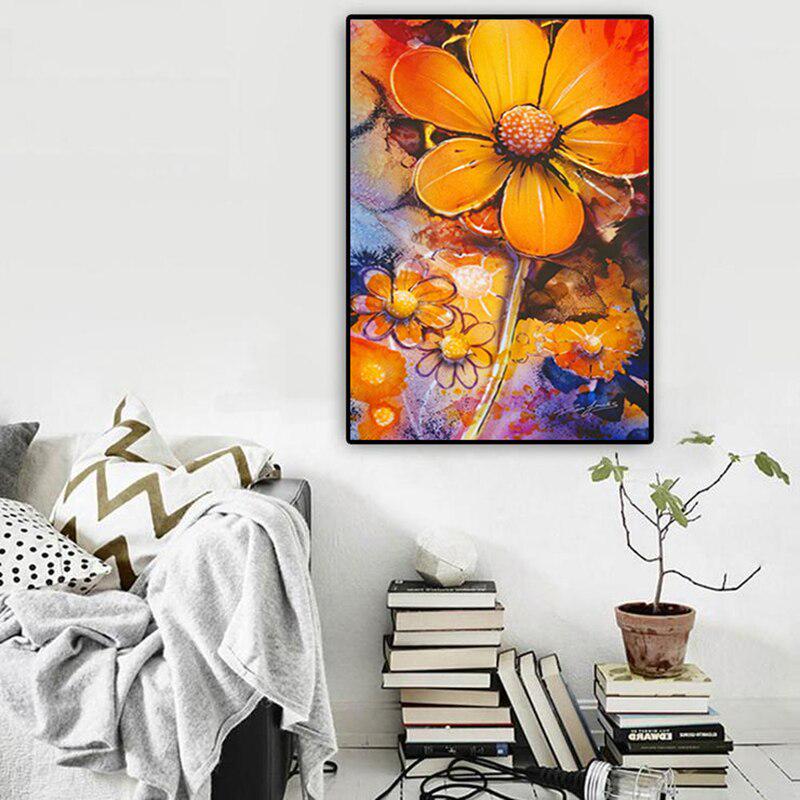 5D DIY Diamond Painting Mosaic Orange Flowers Handmade Picture Of Rhinestone Cross Stitch Home Decor