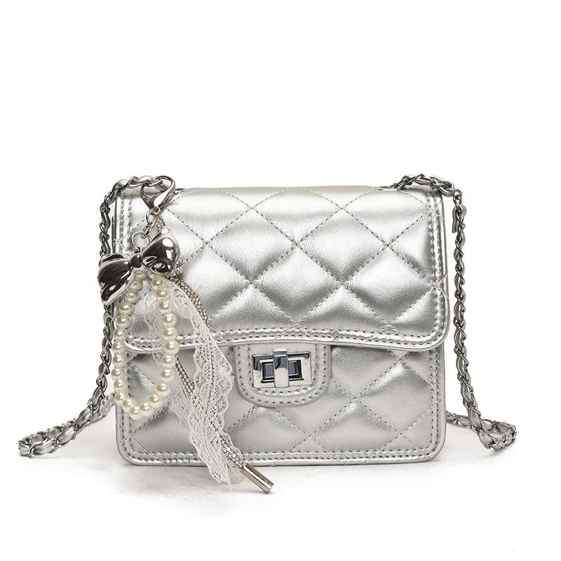 Modische Diamantenkette Kleine quadratische Tasche Damen Leichter Luxus Temperament Vielseitige High-End Umhängetasche