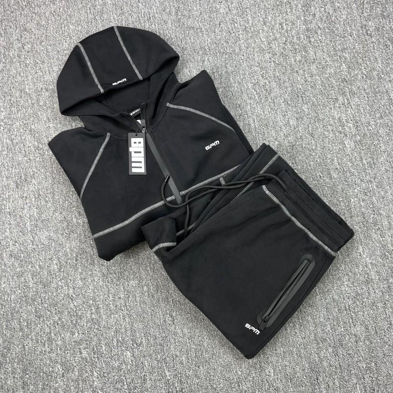 Mens Oversized Cotton Zip-Up Hoodie Jacket With Embroidered Fall Casual Sportswear