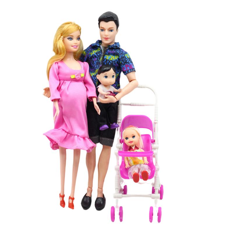 

Беременная Коляска Резина Мама Мальчик Девочка Папа Куклы Семейный Набор Игрушечный Дом Играть Color