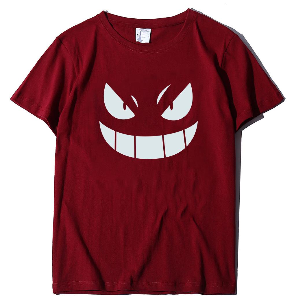 Unisex European-American Plus Size T-shirt with Evil Funny Face Art Print
