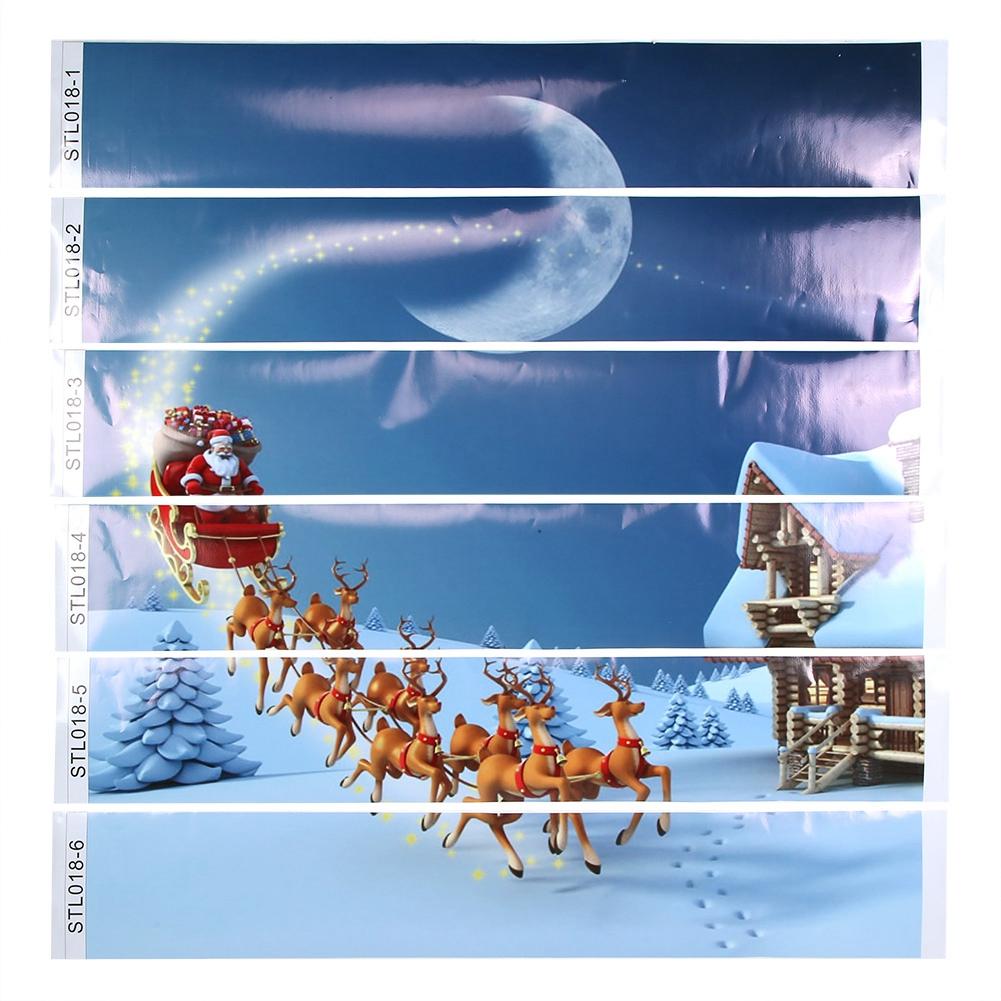 

6Pcs Christmas Themed Beautiful Pattern Stair Sticker Floor Wall Decal Home Decoration