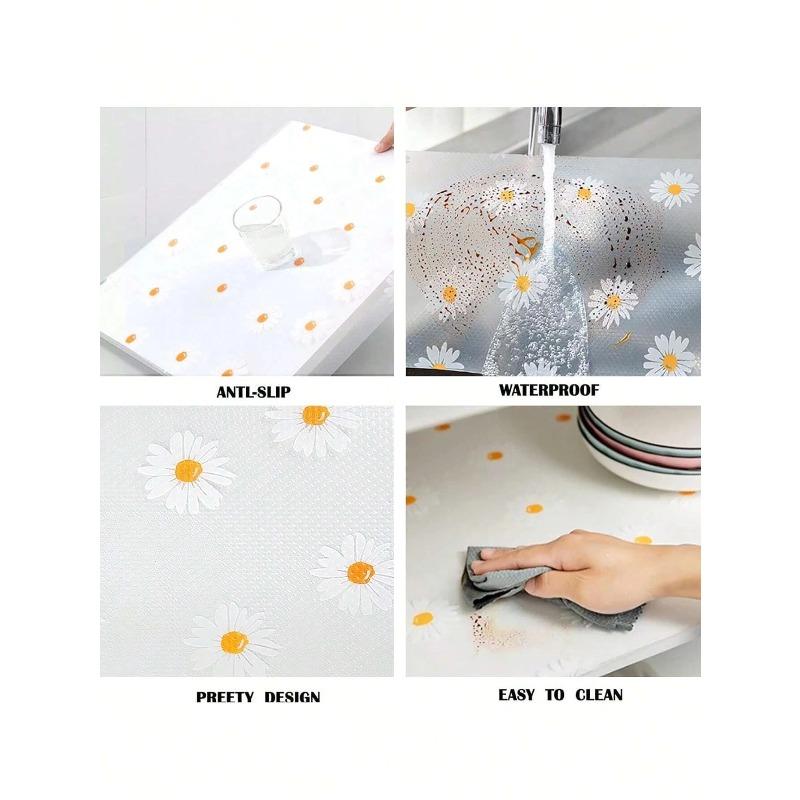 1 Rolle Daisy-Regalunterlage für Küchenschränke, wasserdichte EVA-Kühlschrankunterlage, Schrankmatte, einfache Tischsets, nicht klebende Schubladenunterlage