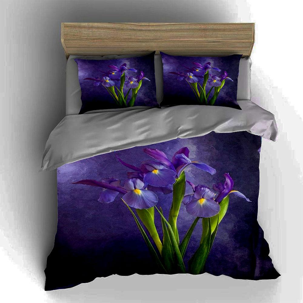 Purple floral design Bedding Duvet cover sets Duvet covers Pillowcases gifts (1 * Duvet Cover 2 * Pillowcases, without duvet insert)
