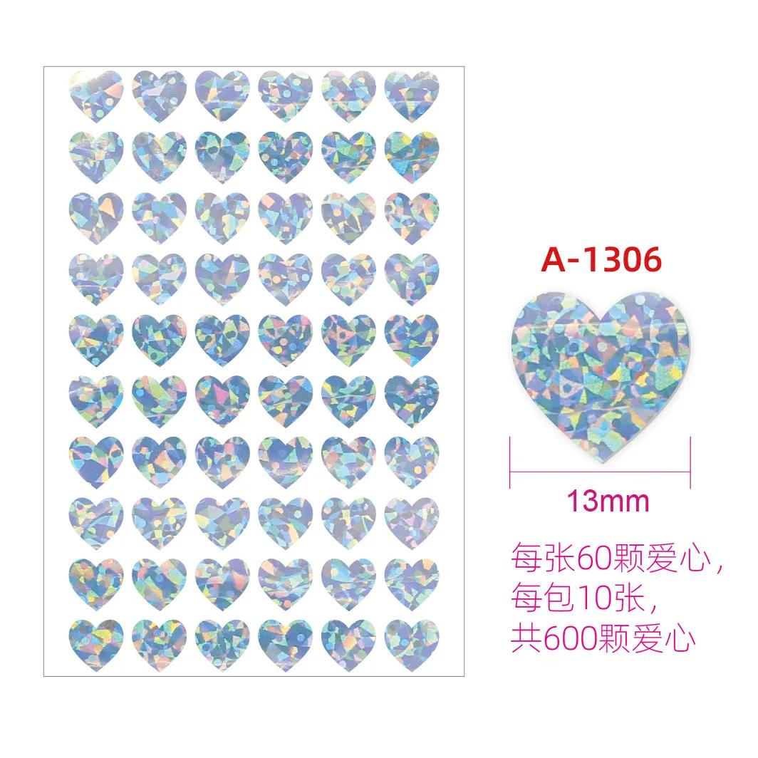

600Pcs/10Sheets Laser Love Heart Stickers Glitter Self-Adhesive Heart Labels for Student Planner Scrapbook DIY Decoration