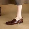 Fashion 2025 NEW Autumn Women Loafers Genuine Leather Women Shoes Square Toe Chunky Heel Shoes Women Flats Soft Ladies Shoes