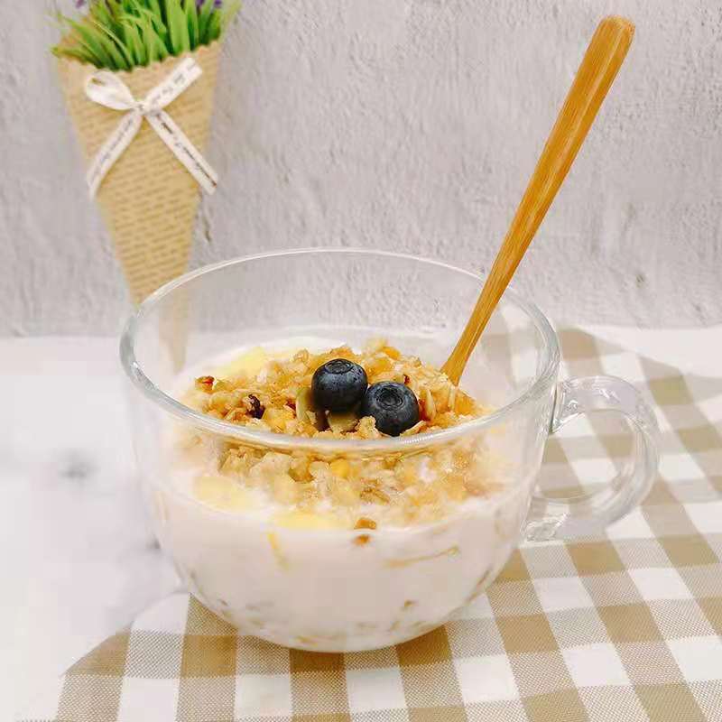 Kreative einfache transparente Glaskaffeetasse Milchtasse Frühstückstasse Becher mit großem Fassungsvermögen