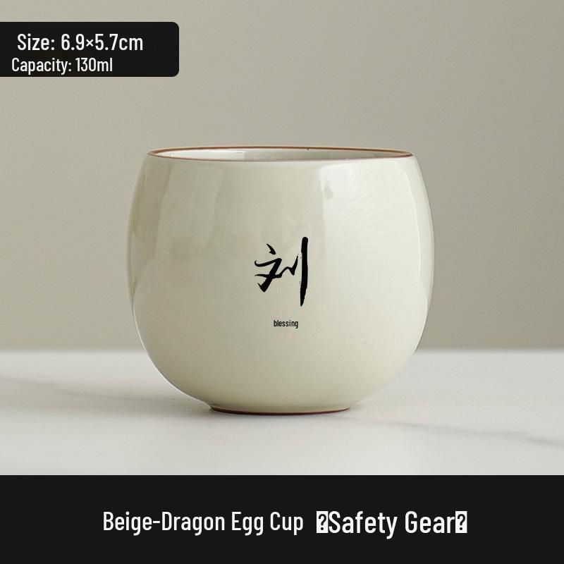 High-grade Ru Ware Personalized Ceramic Tea Cup with Hundred Family Surnames