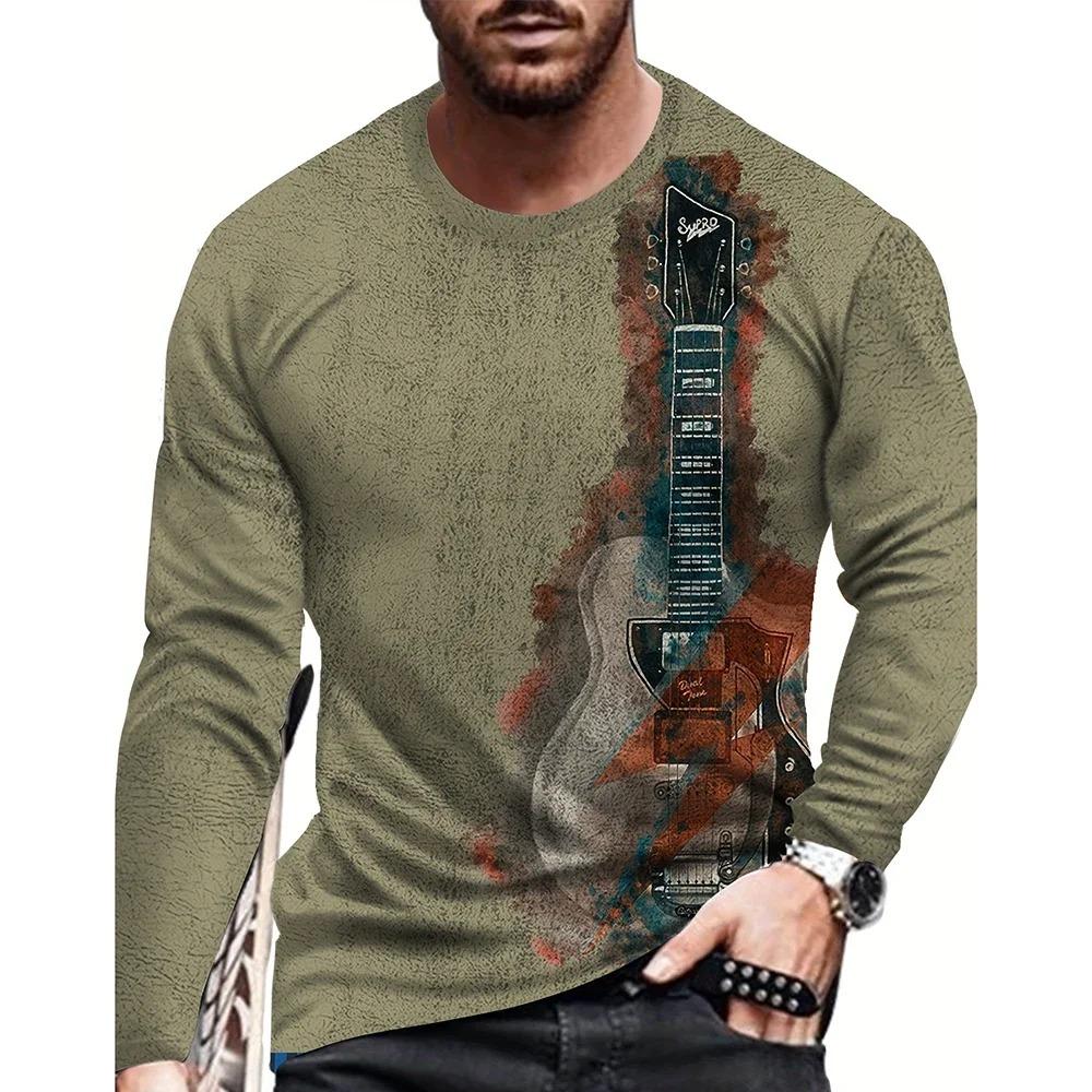 

3D Digital Printed Instrument Pattern Men s Fashion Trend Round Neck Long Sleeved T-shirt 5XL дубильная кора