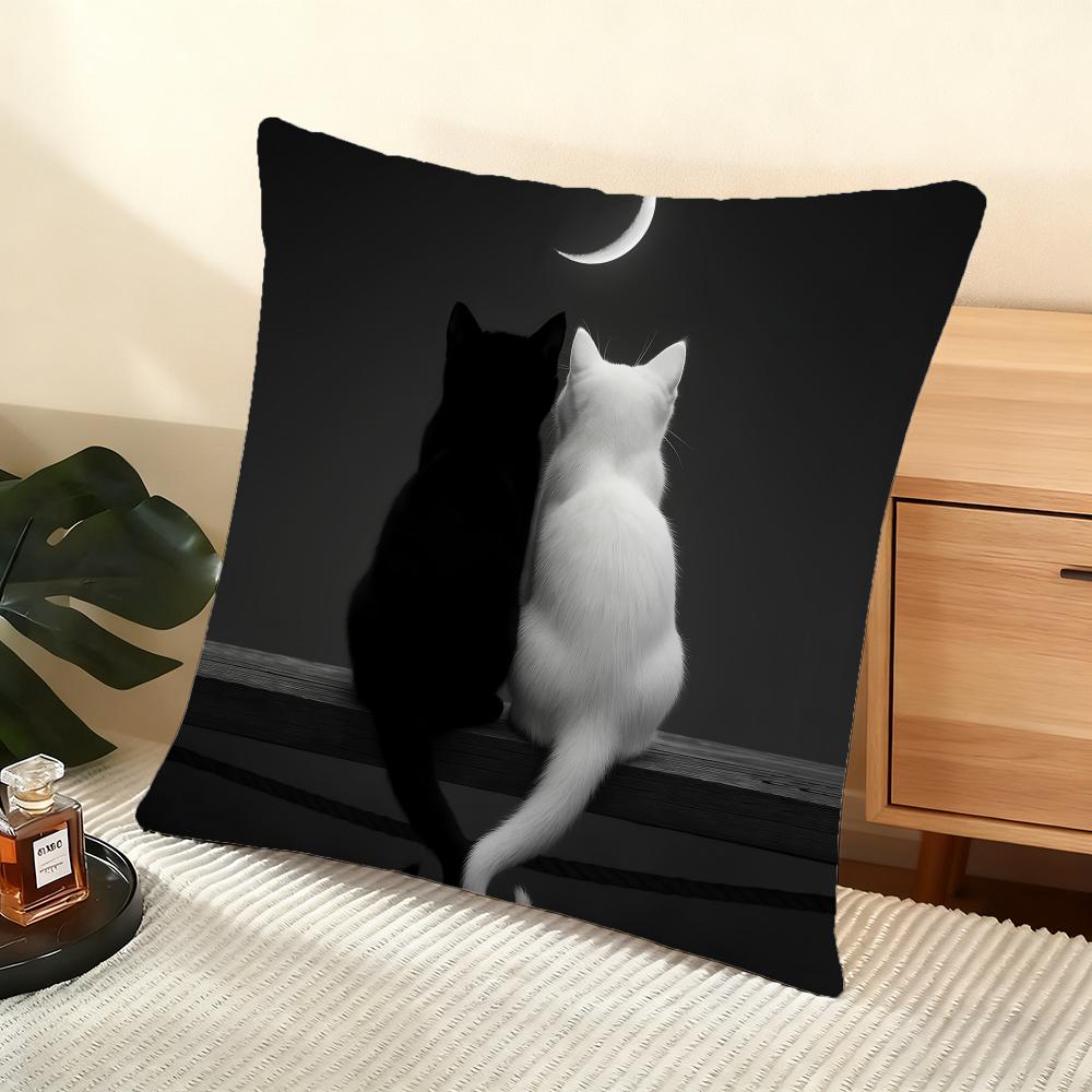 Couple Cats Cushion Cover Soft Short Plush Pillow Cover Smooth Cozy Texture Aesthetic Cushion Case Home Decor