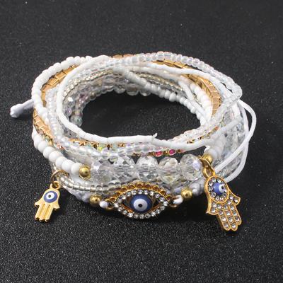 Direct Supply Hot-selling Bohemian Wind Devil's Eye Rice Beads Handmade Beaded Bracelet Set Nine-piece Set