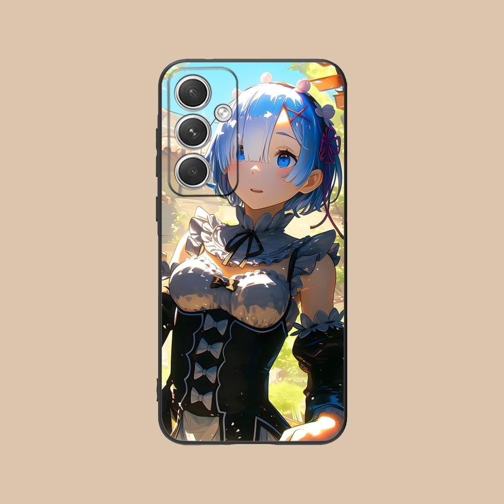 Re Zero Rem Girl Mobile Cell Phone Case for Samsung Galaxy S24 S23 S22 S21 S20 S10 S9 Plus FE Ultra Lite Black Phone Cover Shell