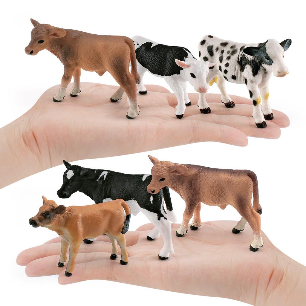 Delightful Farm Pvc Animal Figurines Black Spotted Dairy Cow Yellow Cow Jersey Calf Toys
