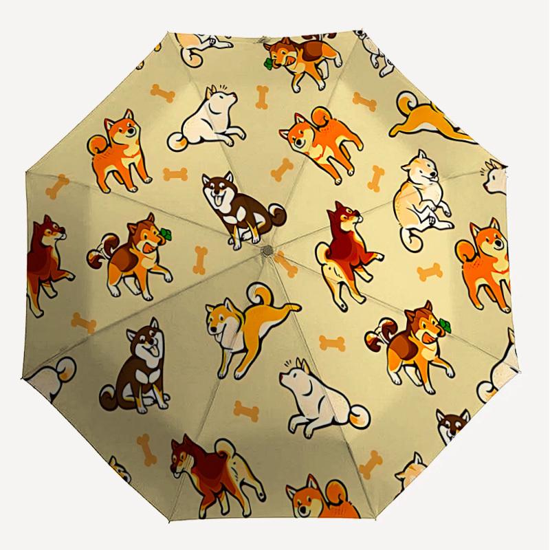 1PC Dog Pattern Umbrella-8-Rib Reinforced, Automatic Open, Lightweight & Durable, Cute Fashion Accessory for Outdoor-A1293