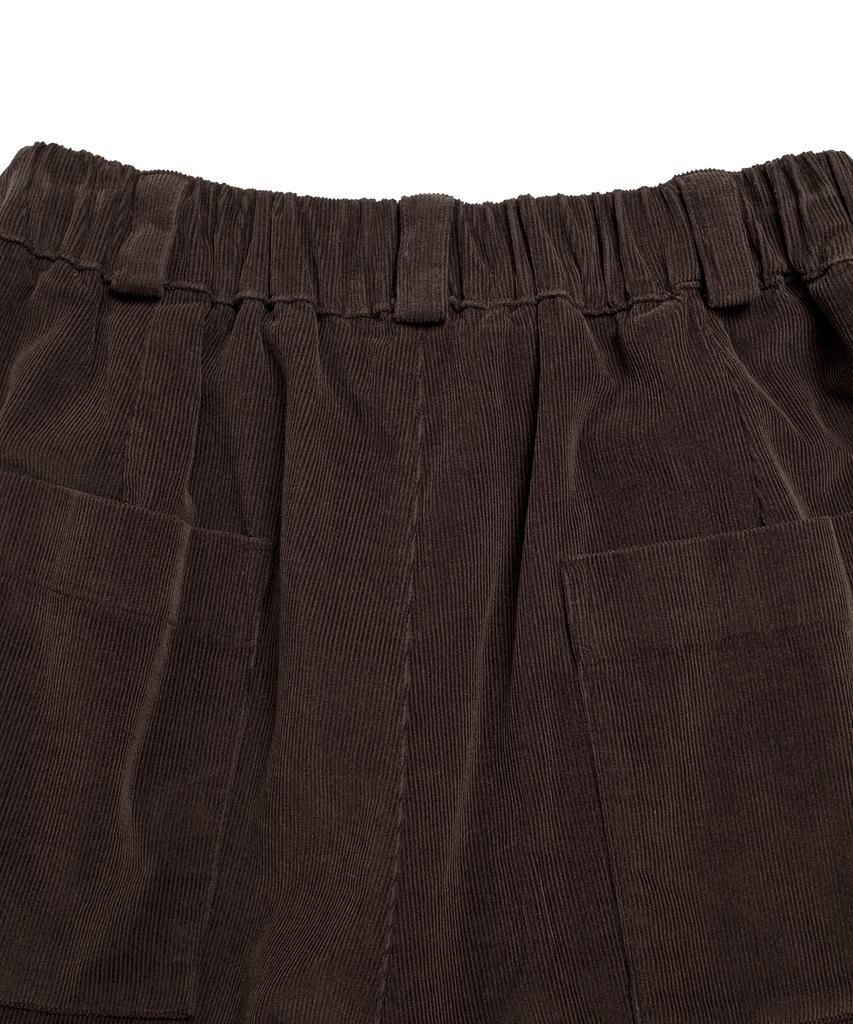 COTTON BELL Volume Pleated Corduroy Pants - Brown