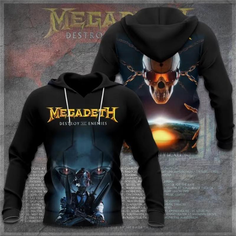 Rock Band Megadeth Hanorace cu Imprimeu 3D Bărbați Femei Modă Retro y2k Hanorac Grafic Hanorac Îmbrăcăminte Bărbați Trening Bărbați Cadou Fan