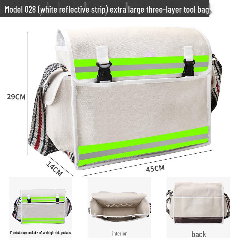 Sturdy Multifunctional Canvas Electrician Tool Bag - Durable, Wear-Resistant Hardware Organizer Pouch